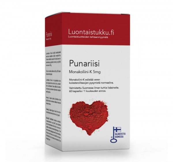 Punariisi + Q10 Красный рис + Q10 для снижения уровня холестерина, 60 капсул Punariisi + Q10 Красный рис + Q10 для снижения уровня холестерина, 60 капсул