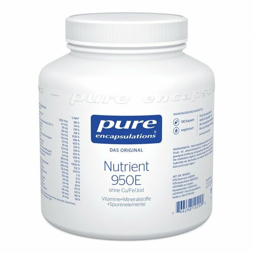 PURE ENCAPSULATIONS Nutrient 950E o.Cu/Fe/Jod,180 Stk. ЧИСТЫЕ ИНКАПСУЛЯЦИИ Питательные вещества 950E o.Cu/Fe/Jod,180 шт.