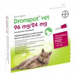 DRONSPOT VET 96 мг / 24 мг глистогонное для крупных кошек DRONSPOT VET 96 мг / 24 мг глистогонное для крупных кошек