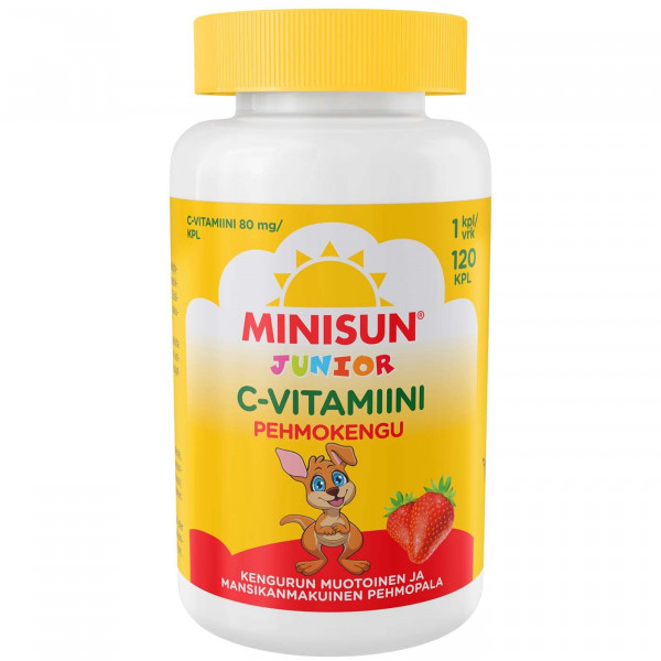 MINISUN C-VITAMIINI PEHMOKENGU MANSIKKA 120 kpl, МИНИСАН ВИТАМИН C с КЛУБНИКОЙ 120 шт. MINISUN C-VITAMIINI PEHMOKENGU MANSIKKA 120 kpl, МИНИСАН ВИТАМИН C с КЛУБНИКОЙ 120 шт.