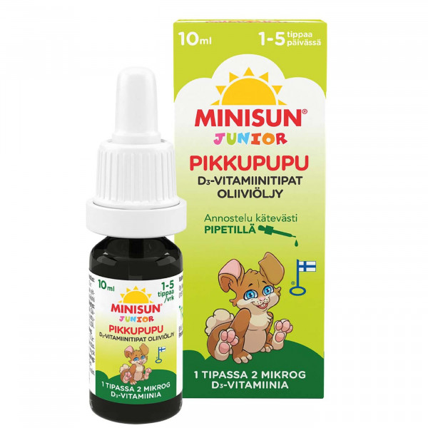 MINISUN D-VITAMIINI OLIIVIÖLJYTIPAT 10 ML, МИНИСАН ВИТАМИН Д оливковое масло, 10 мл MINISUN D-VITAMIINI OLIIVIÖLJYTIPAT 10 ML, МИНИСАН ВИТАМИН Д оливковое масло, 10 мл