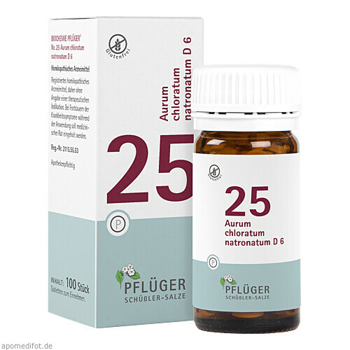 Biochemie Pflüger Nr. 25 Aurum chlor. natron. D 6,100 Stk. Биохимия Пфлюгера № 25 Aurum хлор. пищевая сода. Д6,100 шт.