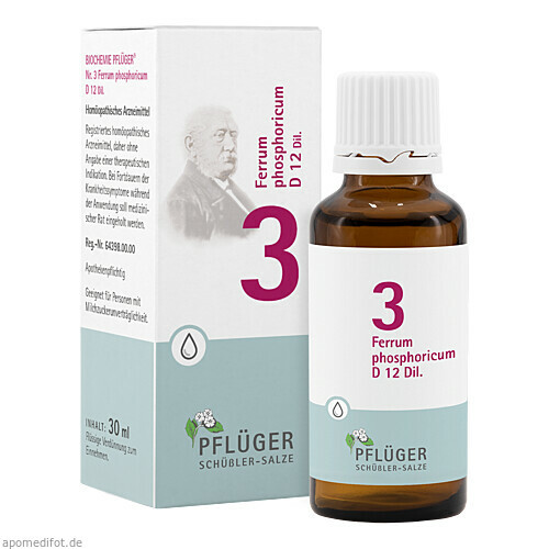 Biochemie Pflüger Nr. 3 Ferrum phosphoricum D 12,30 ml Биохимия Пфлюгера № 3 Феррум фосфорикум Д 12,30 мл