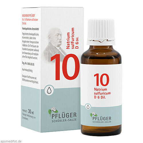 Biochemie Pflüger Nr. 10 Natrium sulfuricum D 6,30 ml Биохимия Пфлюгера № 10 Natrum сульфурикум Д 6,30 мл