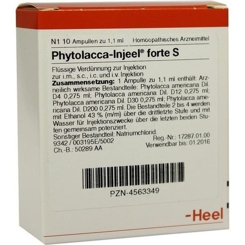 Phytolacca-Injeel forte S,10 Stk. Фитолакка-Инжил форте С,10 шт. Phytolacca-Injeel forte S,10 Stk. Фитолакка-Инжил форте С,10 шт.