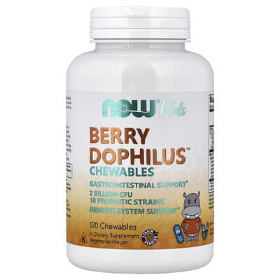 NOW Foods, Kids, Berry Dophilus™ Chewables жевательные витаминные мишки.120 капсул