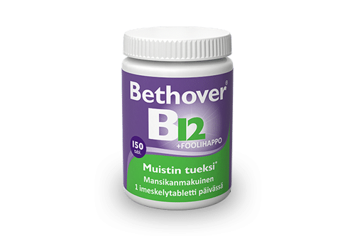Bethover Витамин B12 + фолиевая кислота 150 пастилок со вкусом клубники